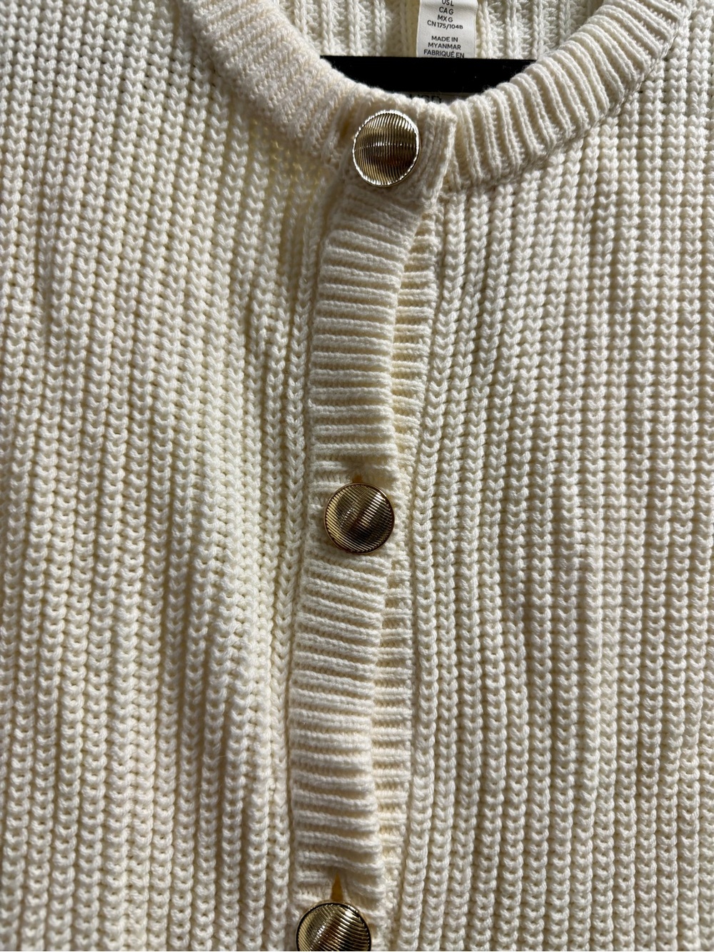 H&M Cream Ribbed Button-Front Men's Cardigan - Picture 3 of 5